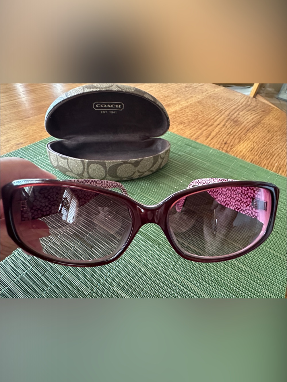 COACH Burgundy Women's Gradient Sunglasses with Pink Interior. $95.